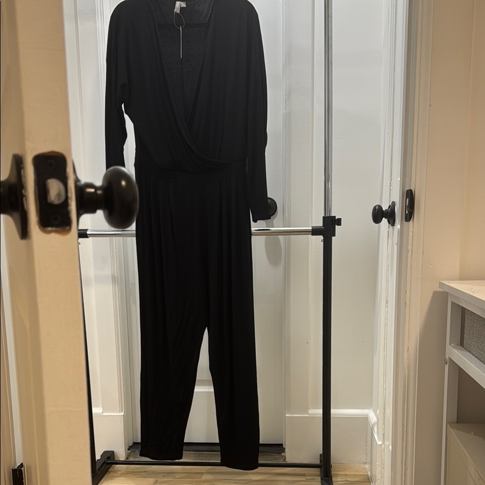 ASOS Black Wrap Front Jumpsuit